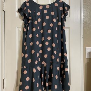 Petite summery gray dress with pink polka dots